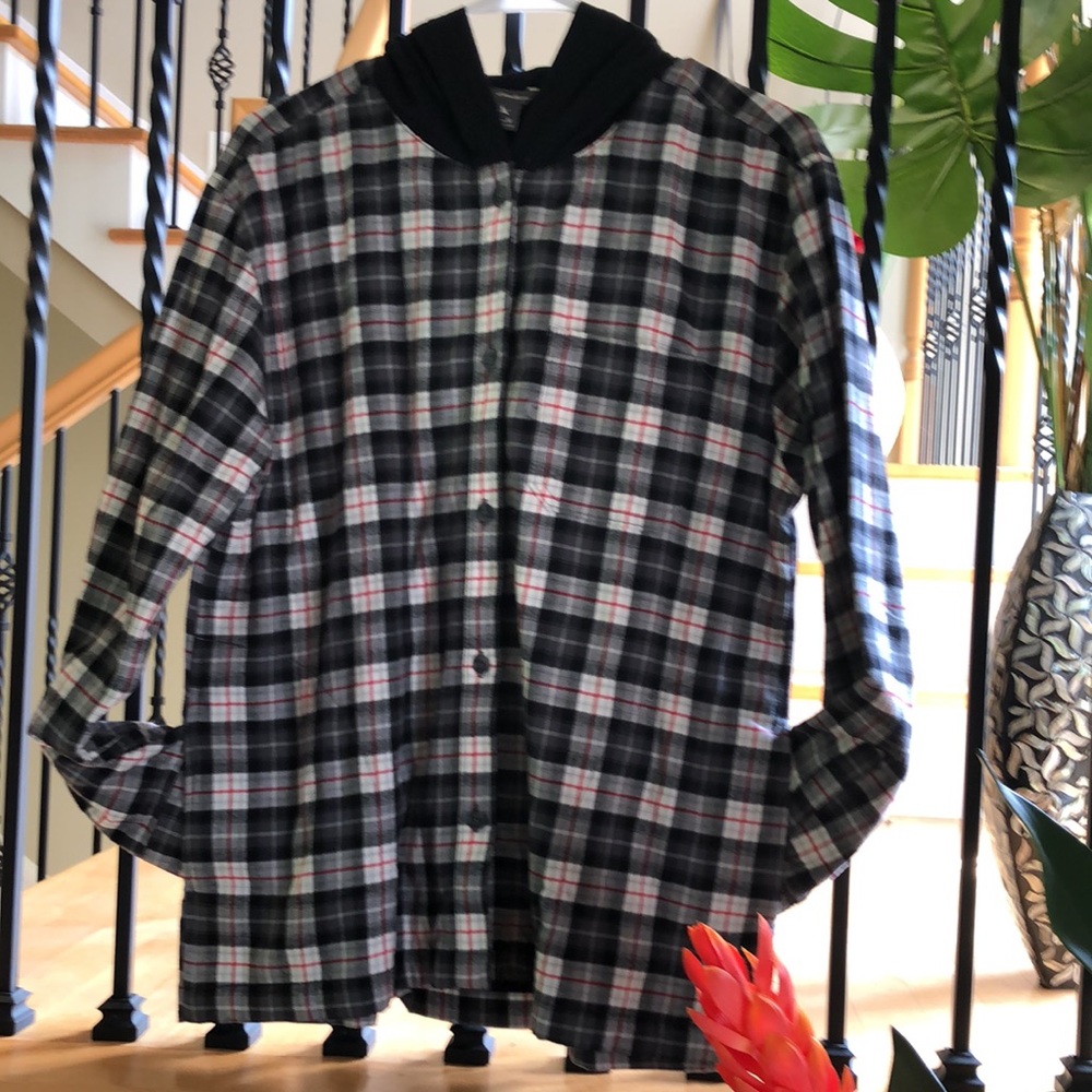 Eddie Bauer Stine's Favorite Flannel Cotton Hoodie Shirt Jacket with 3 Pockets M - Picture 2 of 12